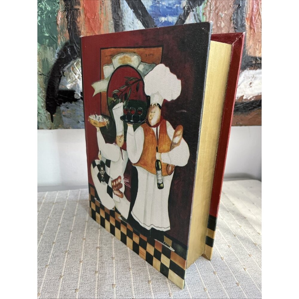 VTG Decorative Faux Book Storage Box Bon Appetit Italian Chef 90s Kitchen Decor